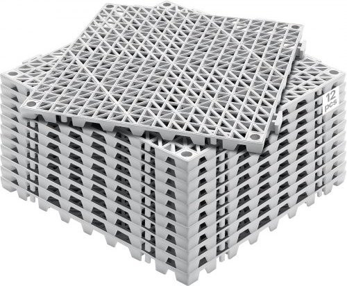 VEVOR Drainage-Bodenfliesen aus PVC, 12er Set, Grau, B/B: 30 x 30 cm - Bild 1