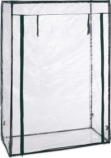 Relaxdays Tomatengewächshaus aus Stahl und transparentem PVC mit aufrollbarer Tür, Bodenlos, B: 150 cm, T: 100 cm, H: 50 cm - Bild 1