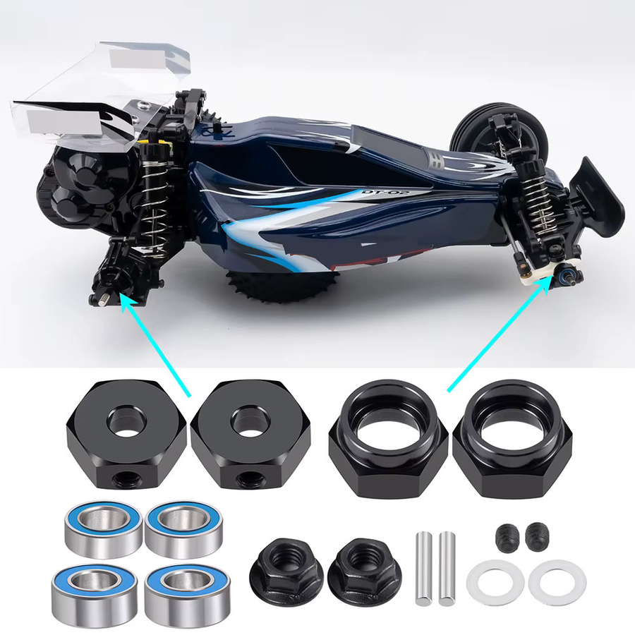 YEAHRUN Sechskant-Radnabenadapter aus Aluminiumlegierung mit Lager, 1-teiliges Set, Tamiya DT02 1/10 RC Buggy Car Truck Upgrade-Teile - Bild 4