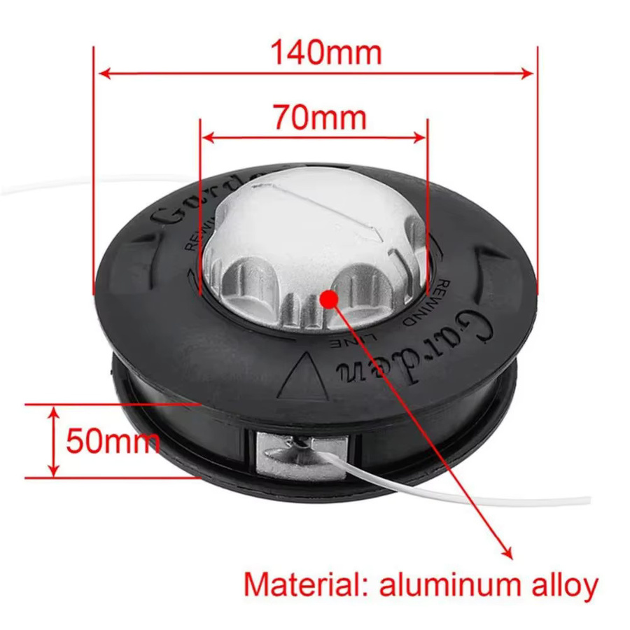 NOCCLILI Universeller M10 Aluminium-Trimmerkopf in Schwarz mit 2 Schnüren für Rasentrimmer und Freischneider - Bild 5