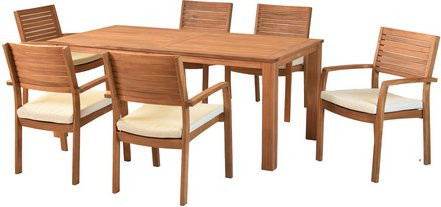 MERXX Gartenmöbel-Diningset Batavia aus Akazienholz in Braun, 7-teilig mit 6 Sitzplätzen - Bild 1
