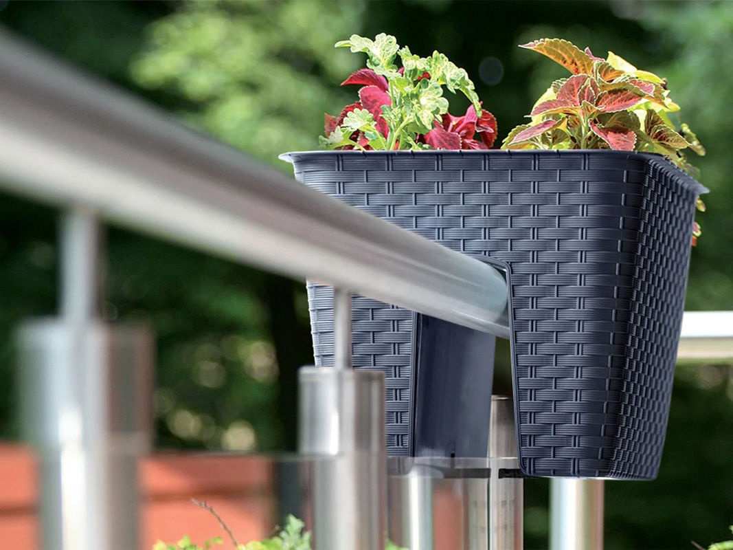 PROSPERPLAST Geländertopf Ratolla Railing 3er Set in Anthrazit, B/T/H: 27,2 x 27,2 x 22,5 cm - Bild 3