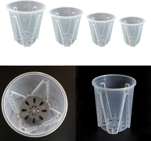 Vibratite Transparenter Kunststoff Orchideen Topf mit Löchern für Sukkulenten und Zimmerpflanzen, Durchmesser: 10 cm - Bild 1