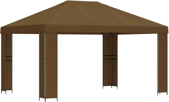 vidaXL Pavillon aus Stahl und Polyester in Taupe mit zweistufiger Belüftung, B: 400 cm, T: 300 cm, H: 276,5 cm - Bild 1