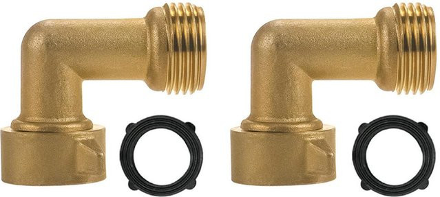 TOMTOP JMS 2er Pack Garten Schlauch Bogen Adapter aus Messing in Gold mit Dichtungsringen 3/4 FHT x 3/4 MHT - Bild 1