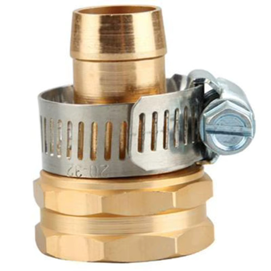 Gartenschlauch Reparatur Set mit 3/4 Zoll Anschluss und Edelstahl Klemmverbinder in Gold - Bild 2