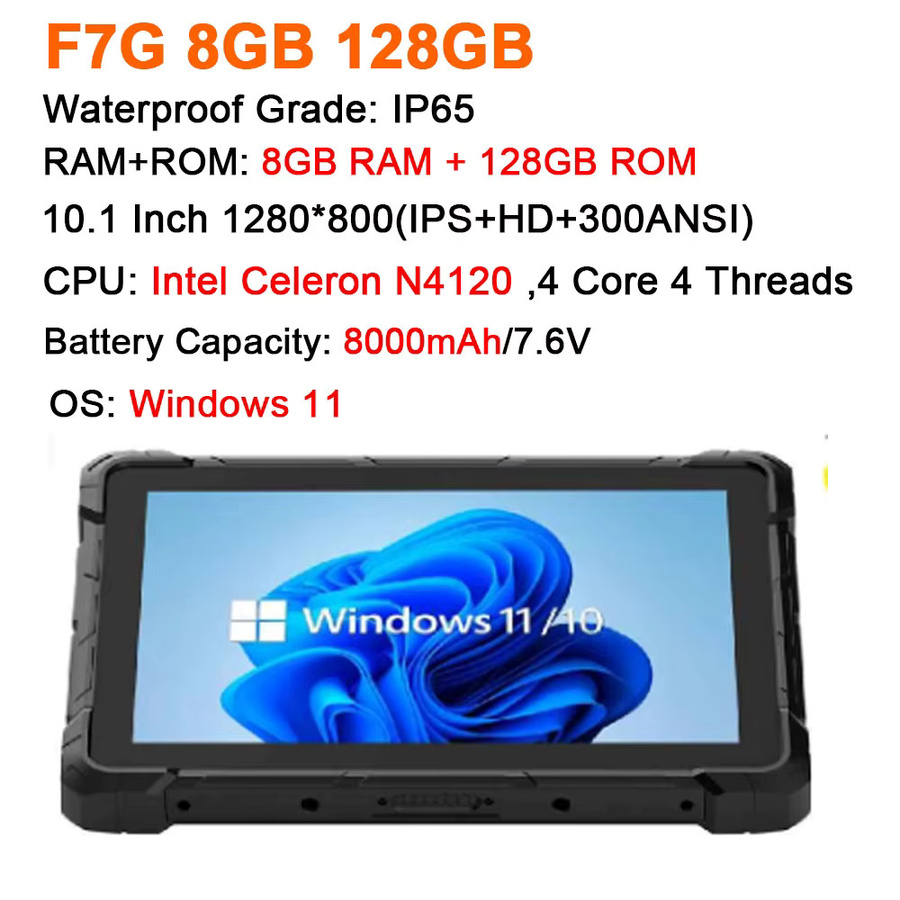Higole F7G Robustes Industrielles Tablet mit 10,1 Zoll Display, Intel J4105, Windows 11, 8GB RAM, 128GB Speicher, WiFi5, RS232 Scanner, IP65 Schutz, Schwarz - Bild 6
