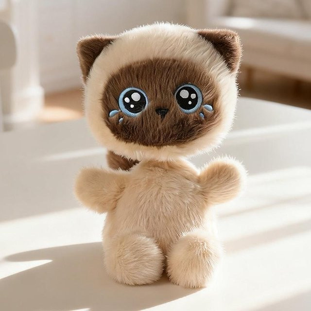 Yiran Health & Beauty Plüschtier Kaliko-Katze Siamkatze, Schwarze Katze, Puppe - Bild 1