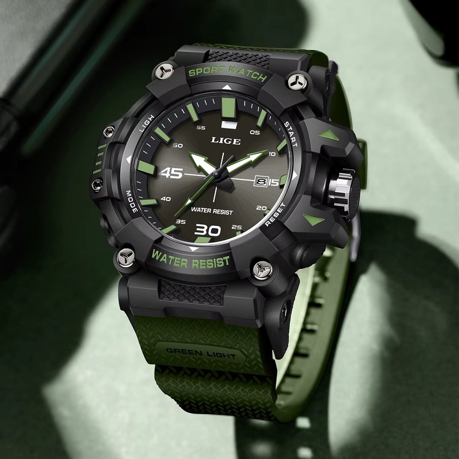 LIGE Armbanduhr Quarz, Schwarzblau, Herren, Datum, Leuchtzeiger - Bild 3