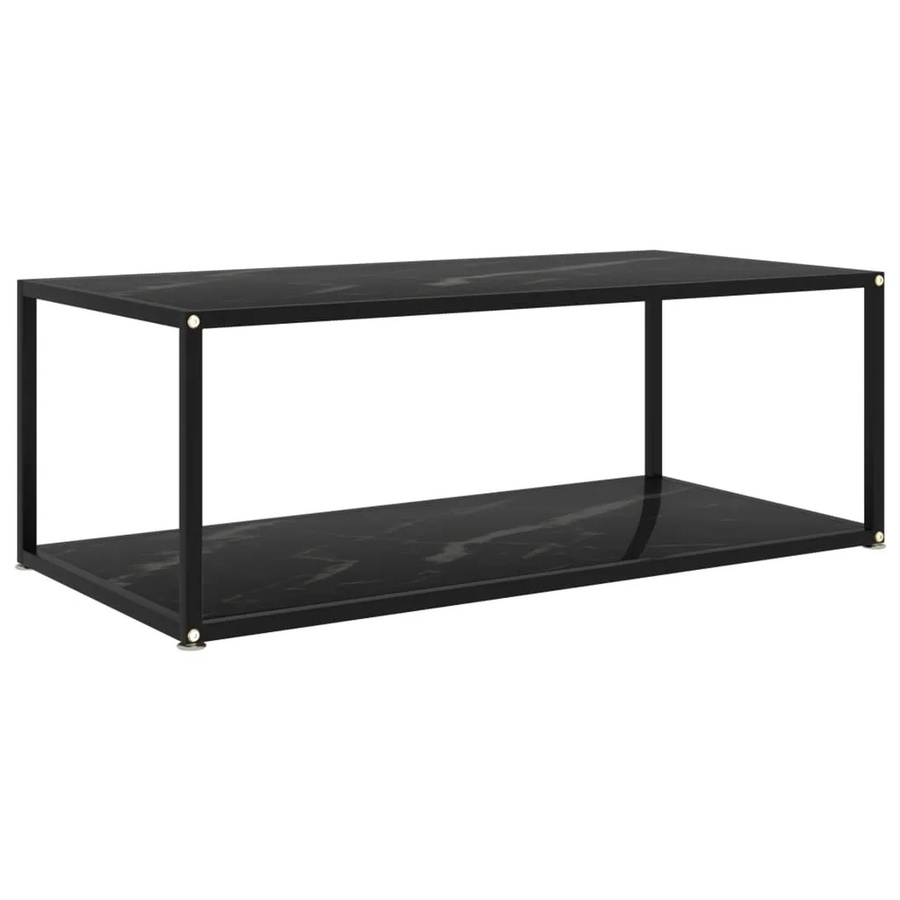 vidaXL Couchtisch in Schwarz mit Hartglas in Marmor-Optik, B/T/H: 100 x 50 x 35 cm - Bild 2