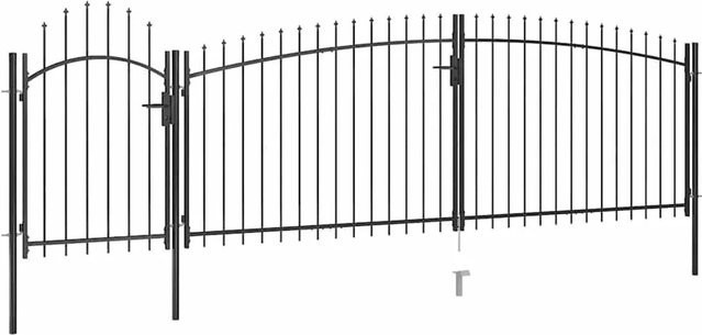 vidaXL Gartentor mit Speerspitzen Doppelstor Swing in Schwarz aus Stahl B: 5 m, H: 2 m - Bild 1