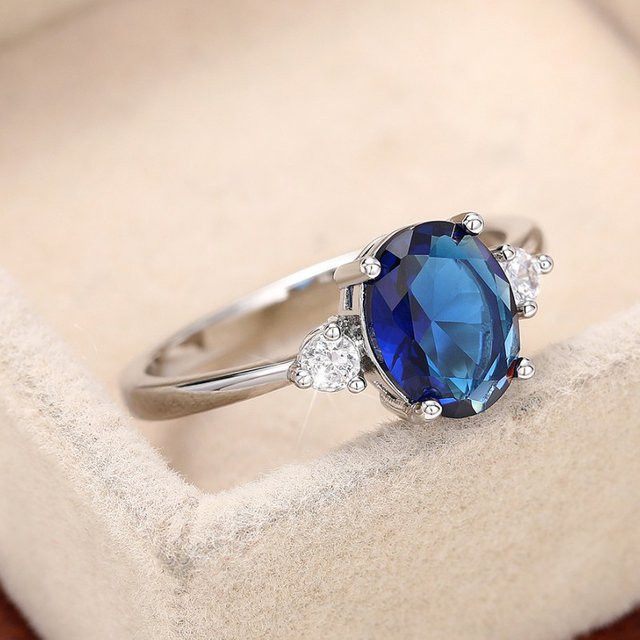 Huitan Ringe, Silber, blaue Zirkonia, Damen - Bild 1