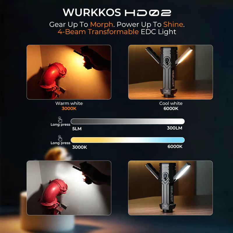 Wurkkos HD02 LED-Campinglampe in Schwarz mit 3200 Lumen und wiederaufladbarem Akku - Bild 3