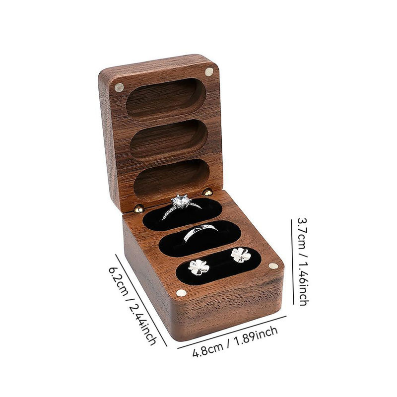 Mango Event Schmuckschatulle aus Holz in Schwarz mit drei Fächern für Ringe, Halsketten und Ohrstecker - Bild 3