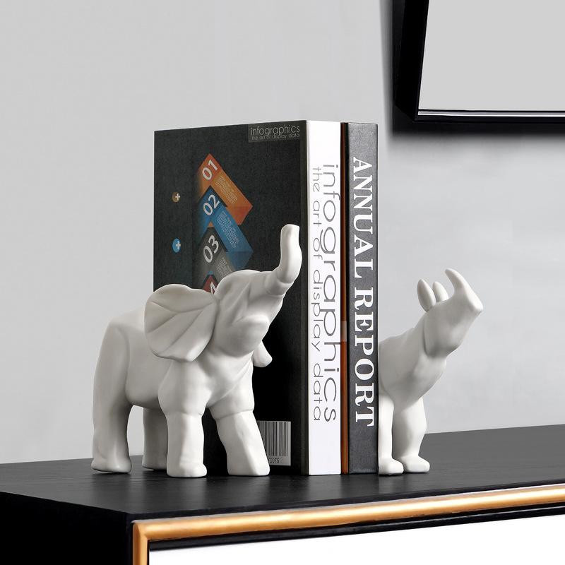 Nordisch Moderne Tierdekoration aus Keramik in Weiß für dein Wohnzimmer, Elefant oder Nashorn, Höhe: 16,3 cm, Breite: 16,3 cm, Tiefe: 11,8 cm - Bild 1