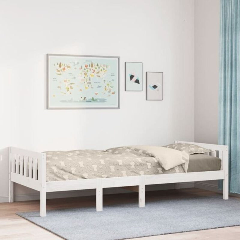 Vidaxl Kinderbett aus Massivholz Kiefer in Weiß im Landhaus- und Skandinavischen Stil, B/T/H: 90 x 200 cm, ohne Matratze - Bild 1