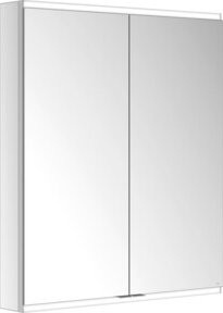 Keuco Spiegelschrank Royal Modular 2.0 mit 2 Drehtüren, LED-Beleuchtung und integrierten Regalen, Silber/Weiß, B: 80 cm, H: 90 cm, T: 12 cm - Bild 1