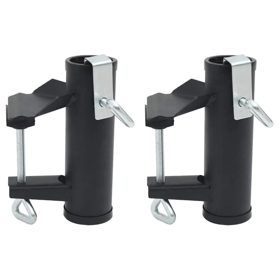 vidaXL Sonnenschirmhalter für Balkon aus Stahl, 2er-Set, Schwarz, Klemmhalterung für 25-38 mm Durchmesser - Bild 2