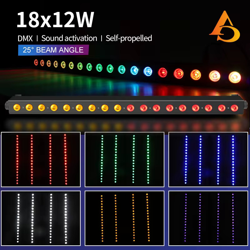 Professionelle RGBWUV 6in1 LED Lichtleiste mit 18x12W, DMX512 Pixelsteuerung, Schwarz - Bild 4