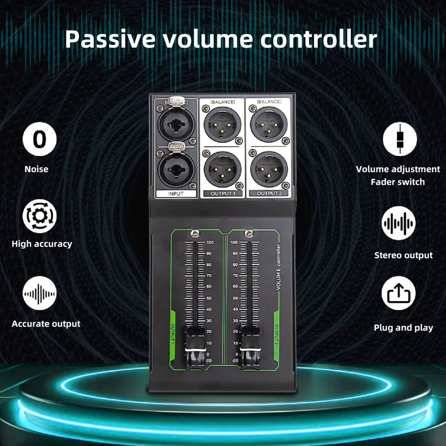 KKMOON Passiver Stereo-Lautstärkeregler aus Metall in Schwarz mit 1 Eingang und 2 Ausgängen für Studio und Heimsoundsysteme - Bild 3