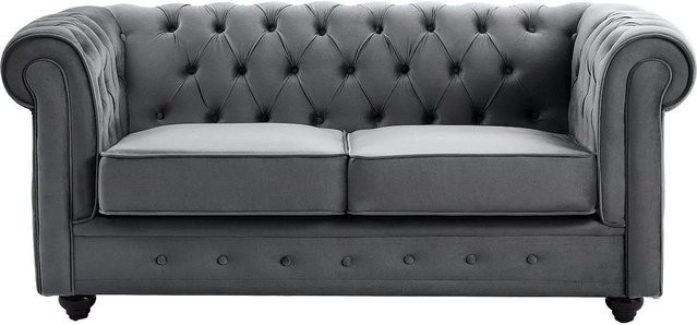 Vente-unique Chesterfield Sofa aus Samt in Anthrazitgrau, Breite: 165 cm - Bild 1