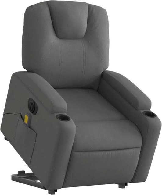 vidaXL Elektrischer Massagesessel mit Aufstehhilfe und Getränkehaltern, Dunkelgrau, Stoff - Bild 1