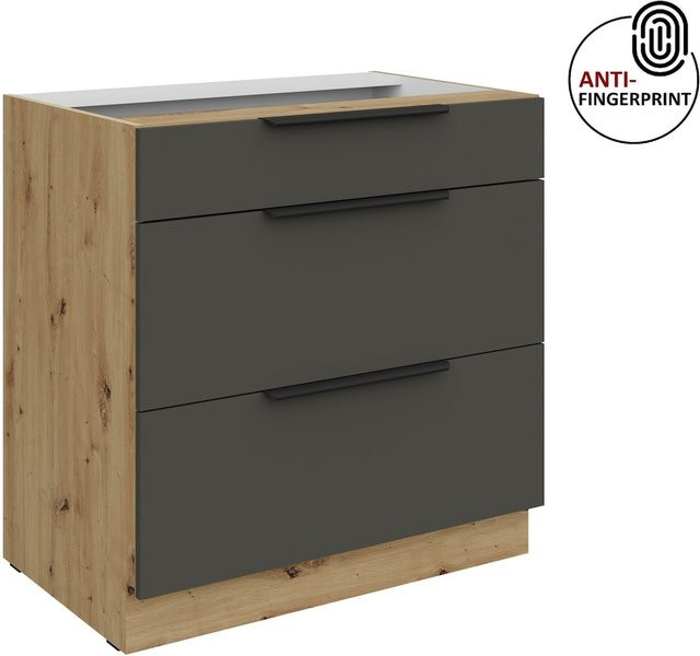 Küchenunterschrank ARIA in Graphite matt mit Anti-Fingerprint-Beschichtung, Breite: 80 cm - Bild 1