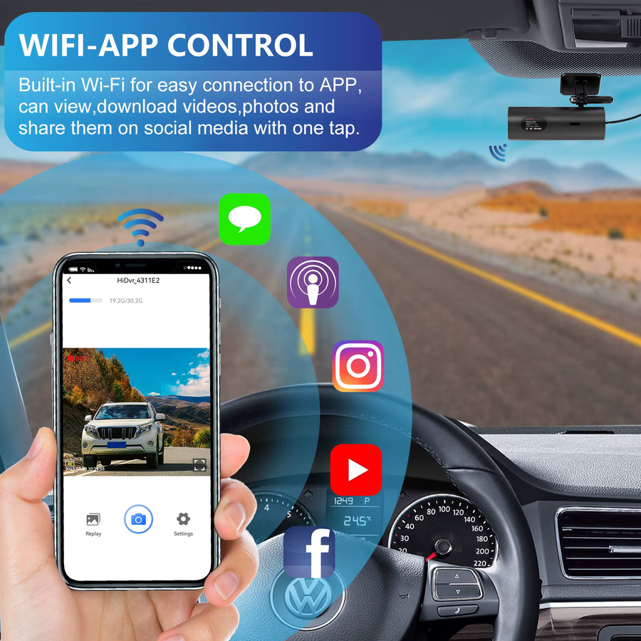 Etymoofox 4K Dashcam mit WiFi und 24H Parküberwachung als Blackbox Frontkamera für dein Auto in Schwarz - Bild 6
