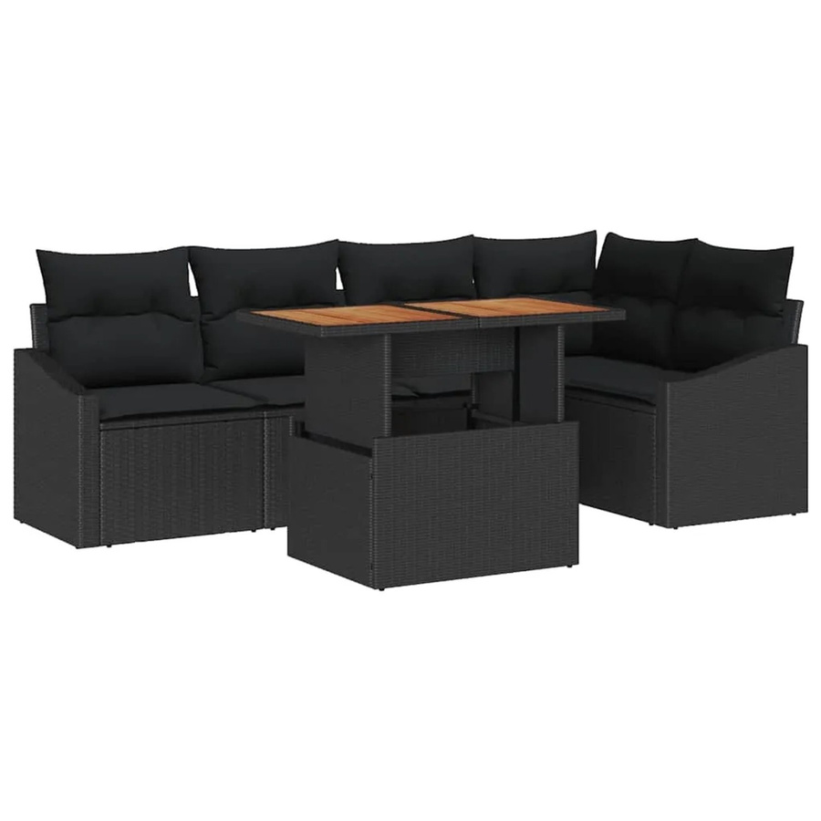 vidaXL Garten-Sofa-Set aus Poly Rattan und Stahl, 6-teilig, Schwarz Matt - Bild 2