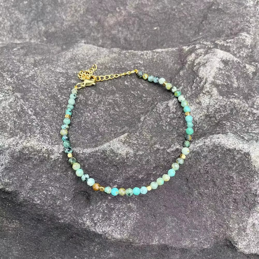 QUCD YAO Perlenarmband, afrikanischer Türkis-Naturstein, 18 Karat vergoldeter Edelstahl, Damen - Bild 2