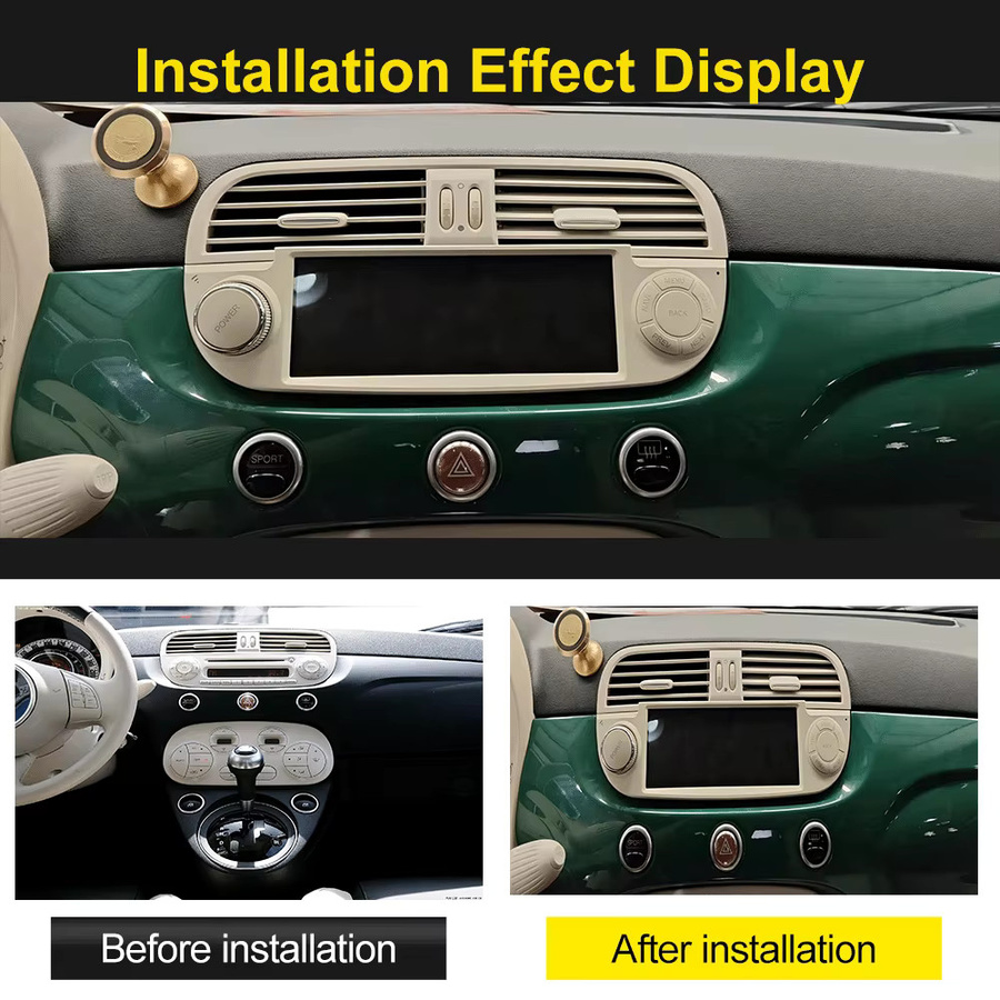 YaYp Android 15 Autoradio mit 6,86 Zoll Touchscreen für Fiat 500 (2007–2015), Schwarz, Wireless CarPlay, GPS, Bluetooth, WiFi und Dual USB - Bild 2