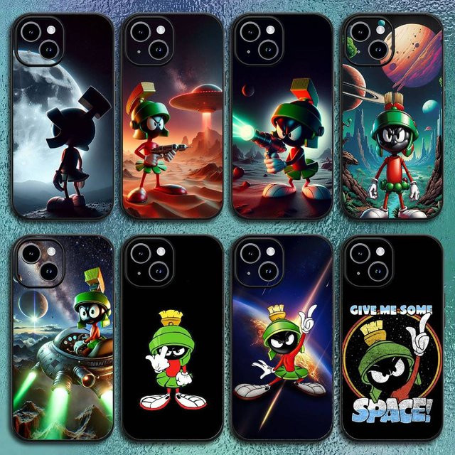 M-Marvin the Martian Handyhülle für iPhone 17 16 15 14 13 12 Pro Max Plus Softshell Schwarz - Bild 1