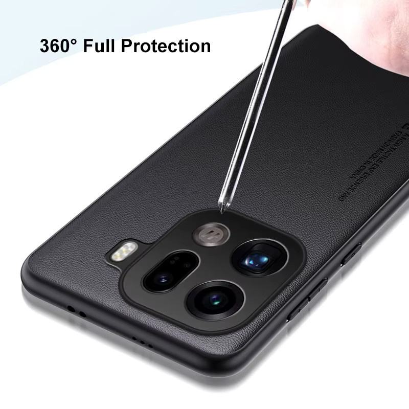 Luxus PU Leder Handyhülle für OPPO Find X9 Pro 5G in Schwarz mit mattem Silikon-Schutz - Bild 3