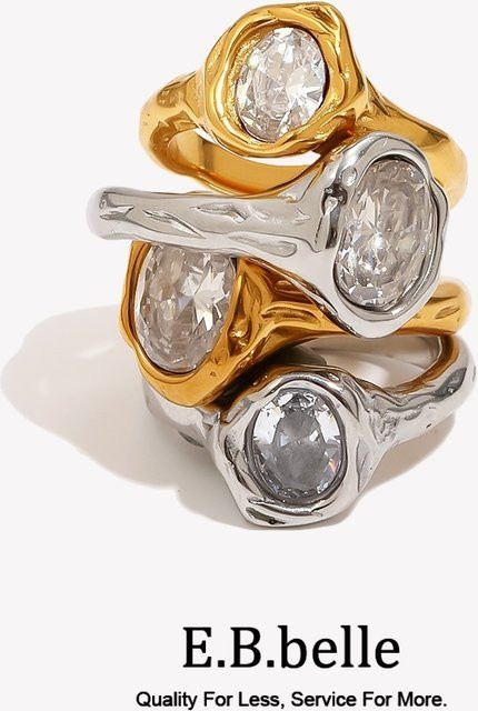 E.B.belle Ring Edelstahl, Zirkonia, Damen - Bild 1
