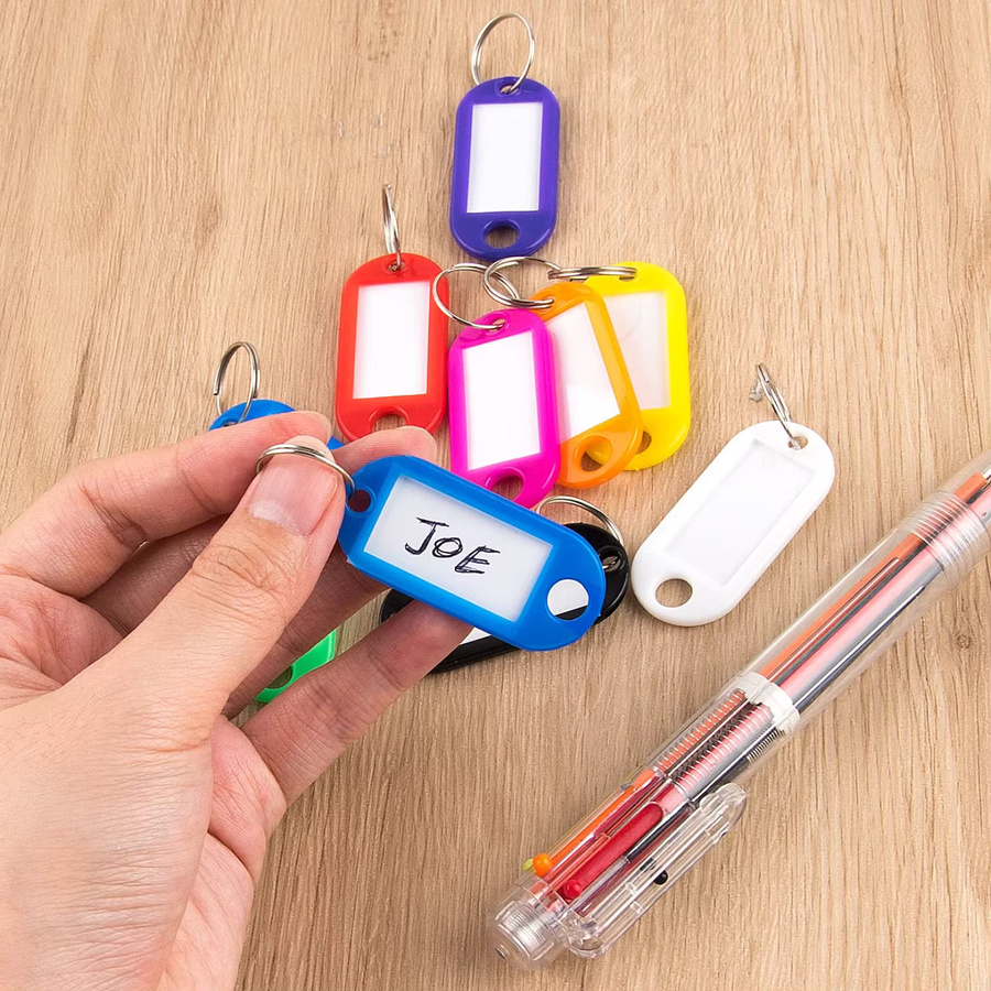 Bunte Schlüsselanhänger aus Kunststoff mit Papieretiketten und Schlüsselring für DIY-Artikelidentifikatoren und Gepäckanhänger, Multicolor - Bild 2