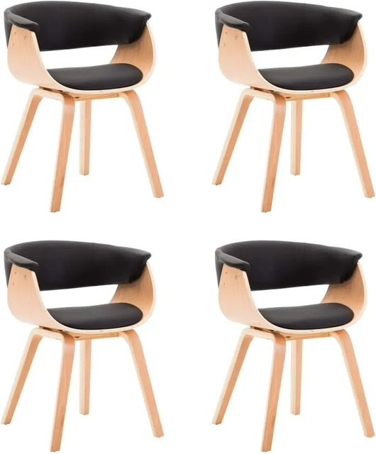 Set aus 4 vidaXL Esszimmerstühlen aus Bugholz und Kunstleder in Schwarz - Bild 1
