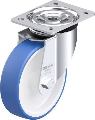 Blickle L-POTHs 160G Stahlblech-Lenkrolle in Blau mit 160 mm Rad-Durchmesser und 400 kg Tragfähigkeit - Bild 1