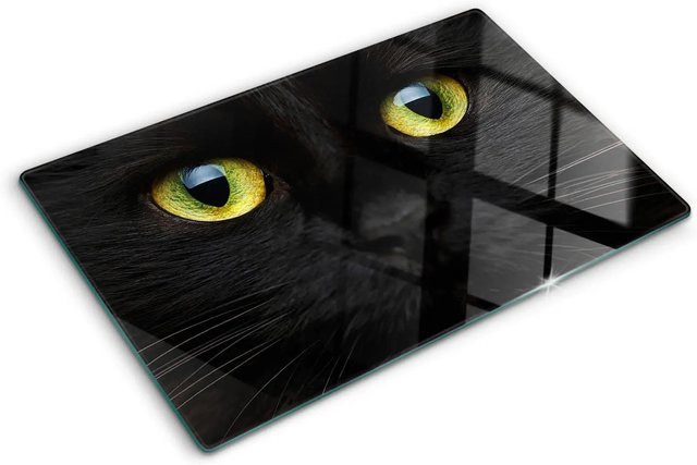Tulup Herdabdeckplatte aus Glas in Katzenaugen-Design, Schwarz, B/T: 80 x 52 cm - Bild 1