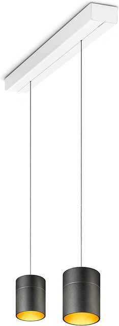 Oligo Tudor M LED-Pendelleuchte 2-flammig Schwarz matt/Blattgold mit weißem Baldachin und Tunable White (2200K - 5000K) - Bild 1
