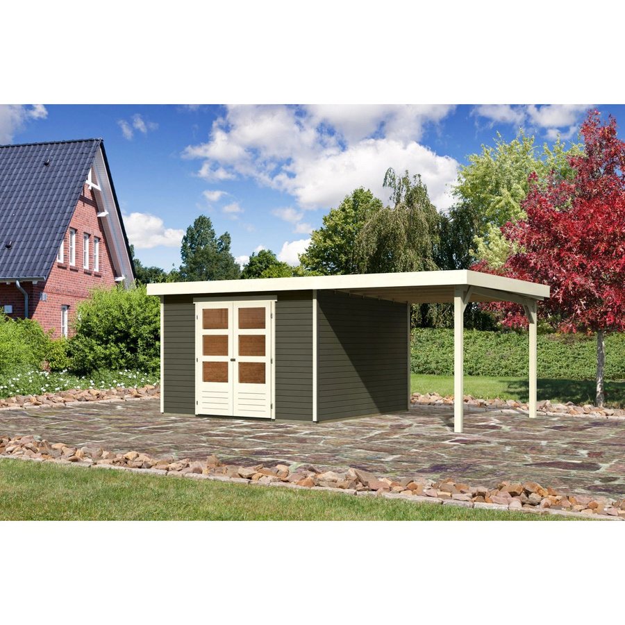 Karibu Holz-Gartenhaus Boras in Terragrau mit Flachdach und modernem Design, B/T: 298 x 302 cm - Bild 2