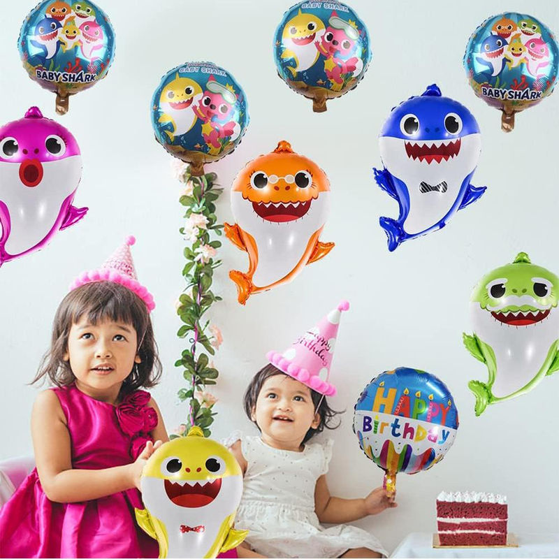Baby Shark Party-Dekoration Set mit Helium-Babyhai-Luftballons und runden Luftballons in Mehrfarbig von happybuySE - Bild 6