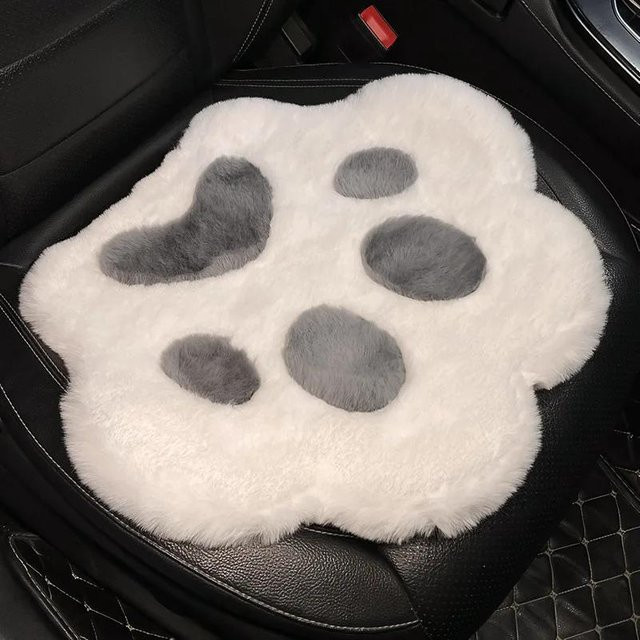 Universelles Plüsch-Autokissen mit Katzenpfoten-Design in Grau für jede Jahreszeit - Bild 1