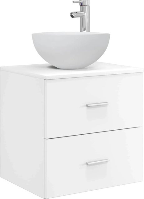 vidaXL Wandmontierter Waschtisch in Weiß, Modernes Badezimmer-Unterschrank-Design mit Schubladen aus MDF, B/T/H: 49,5 x 41 x 64,5 cm - Bild 1