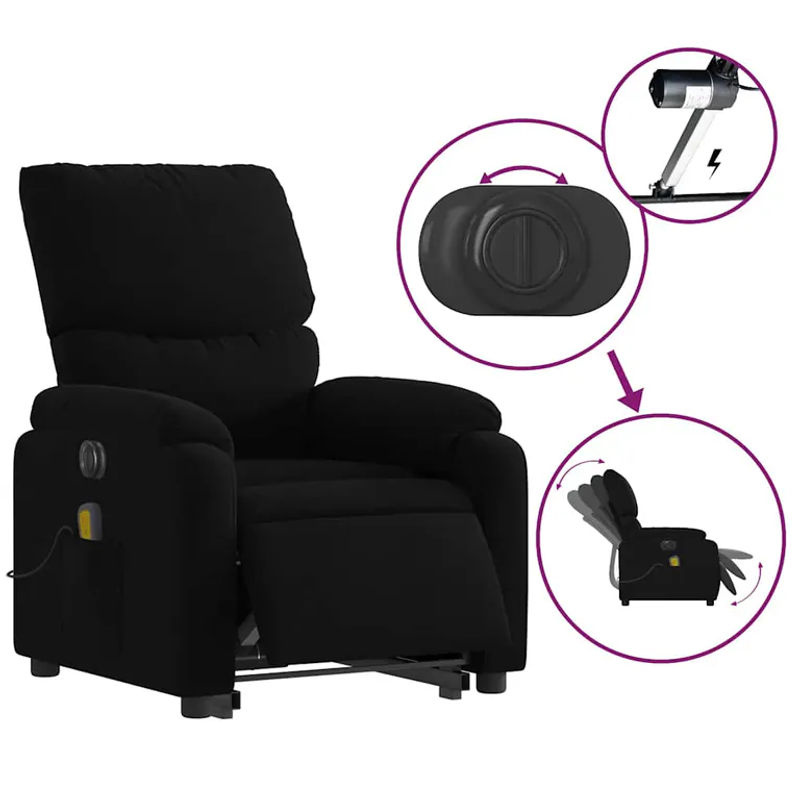 Vidaxl Elektrischer Massagesessel mit Aufstehhilfe in Schwarz - Bild 5
