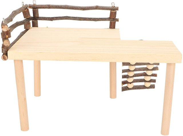 TOMTOP JMS Kletterspielzeug für Hamster aus Holz, Kletterplattform aus natürlichem Baumstamm mit Kletterleiter zum Fressen, beige - Bild 1