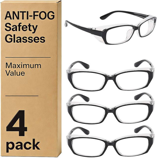 4er-Pack VOPHA Schutzbrillen für Herren in Clear mit Kratz- und Aufprallschutz nach ANSI Z87.1 Standard HM8 - Bild 1
