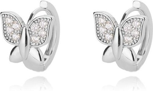 Ohrringe Schmetterling, Edelstahl, Gold, Zirkonia, Damen - Bild 1