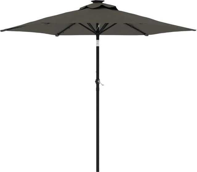vidaXL Sonnenschirm mit LED und Stahlmast in Anthrazit, B/T/H: 225 x 225 x 212 cm - Bild 1