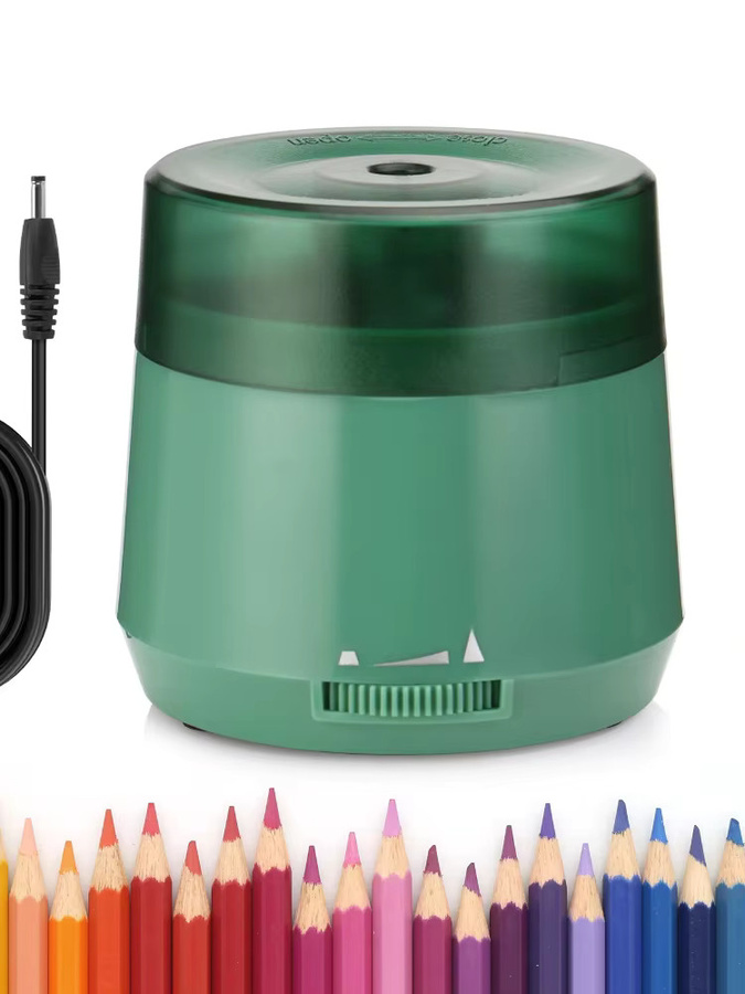EAGLE Elektrischer Handheld-Bleistiftspitzer USB und Batteriebetrieben, Schnellschärfer für 6-8mm Bleistifte mit 2 Spitzenoptionen, Weiß-Grün - Bild 5