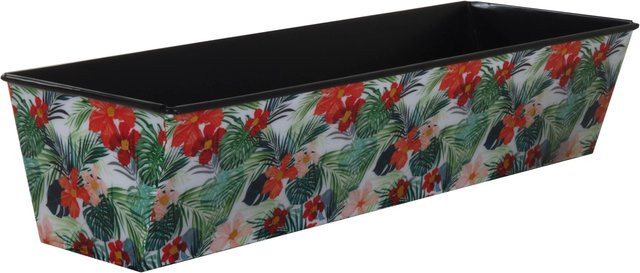 A.H.G. Blumenkasten Flora Tropical Gold mit Blätterprint und Gold-Reflexen, B/T/H: 51 x 18 x 10,5 cm - Bild 1